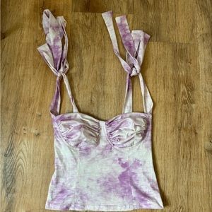 Purple Marble Tie Front Top